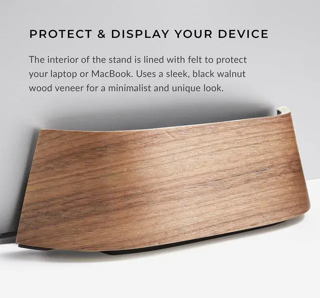 Alt view image 14 of 14 - Vertical Laptop Stand in Black Walnut Wood, Upright Adjustable Holder and Dock, Laptop Vertical Stand Fits MacBook Pro and Other Laptops .5" to 1.5", Clamshell Compatible