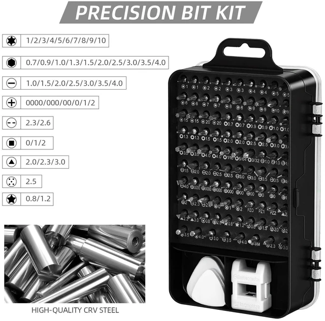 Alt view image 12 of 12 - 115-in-1 Precision Screwdriver Set, Micro Magnetic Repair Tool Kits,Mini Screwdriver Set,Professional Electronic Tools Kit for iPhone, MacBook, Computer, Laptop, PC, RC, PS4, Xbox, Eyeglasses, Watch