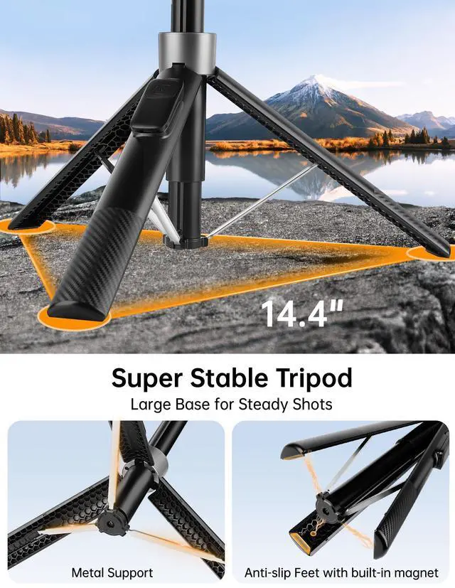 Alt view image 13 of 14 - 70" Magnetic Phone Tripod, Selfie Stick Tripod for iPhone Magsafe with Rechargeable Remote & 2 in 1 Magnetic Holder, Portable Cellphone Stand for Recording Travel, Compatible with iPhone and Android