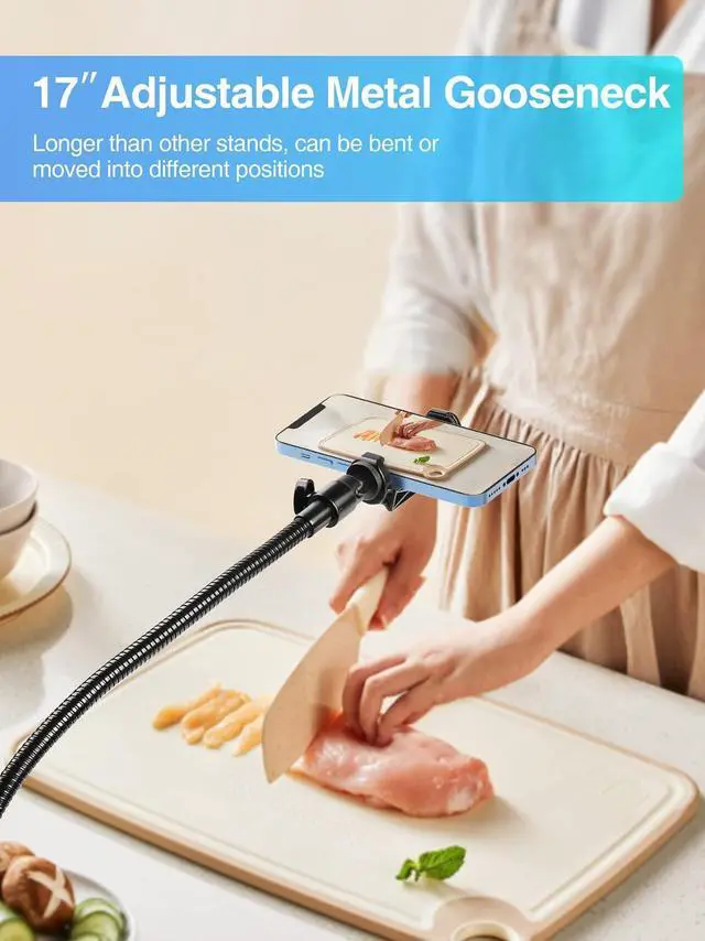 Alt view image 6 of 8 - 81" Tall Flexible Tripod Stand for iPhone with 17in Adjustable Gooseneck with Remote Compatible with iPhone 13 Pro Max / 13 Pro / 12 Pro Max, Android Phone