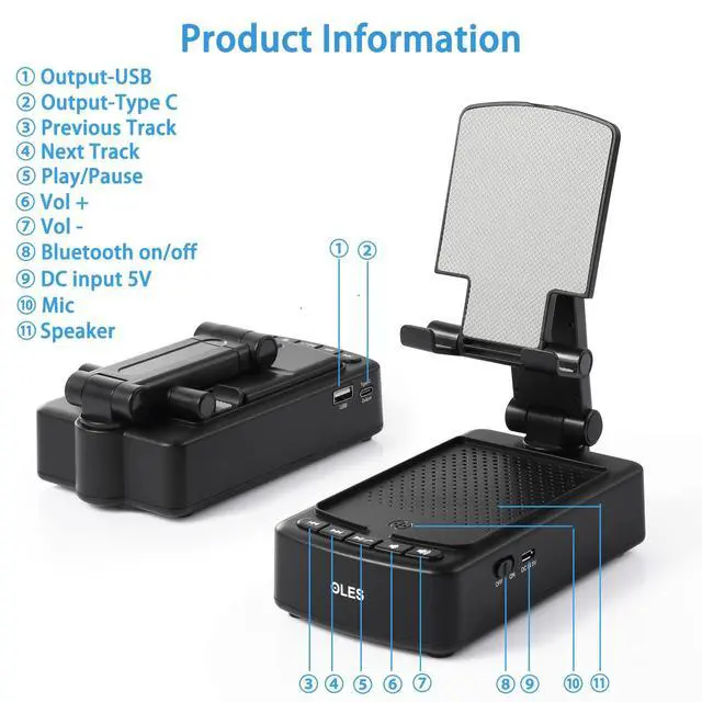 Alt view image 9 of 12 - Gifts for Men, Mobile Phone Stand with Bluetooth for Him Dad Women Who Want Nothing, Adjustable Tablet Holder with Wireless Speaker, Tech Gadgets for Table Desk, Unique Ideal