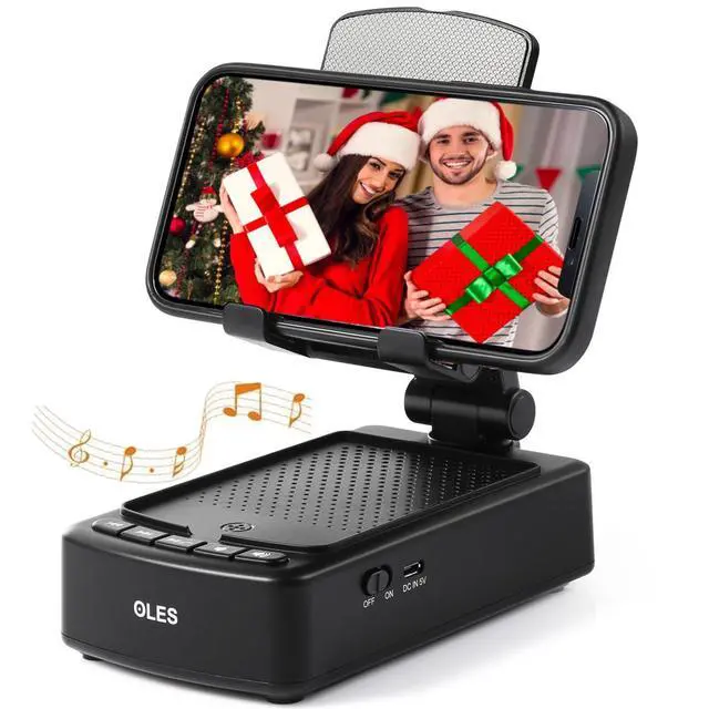 Alt view image 7 of 12 - Gifts for Men, Mobile Phone Stand with Bluetooth for Him Dad Women Who Want Nothing, Adjustable Tablet Holder with Wireless Speaker, Tech Gadgets for Table Desk, Unique Ideal
