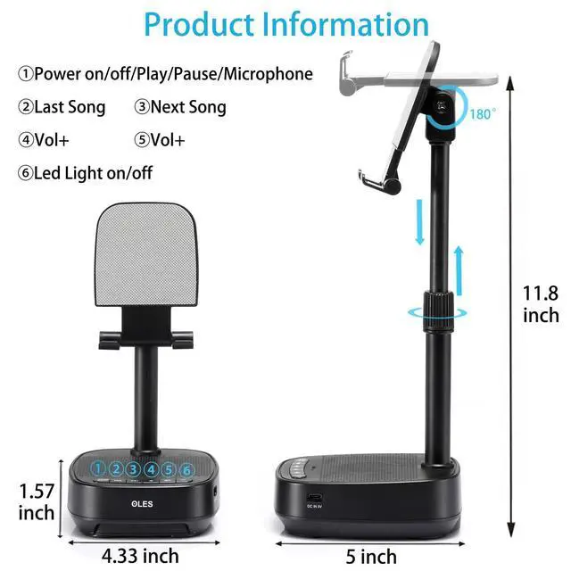 Alt view image 14 of 14 - Gifts for Men Women, Adjustable Cell Phone Stand with Wireless Bluetooth Speaker(7-11''Height), Unique Birthday Gifts for Dad Mom Him, Phone Holder Led Color Light for iPhone/Android/Tablets