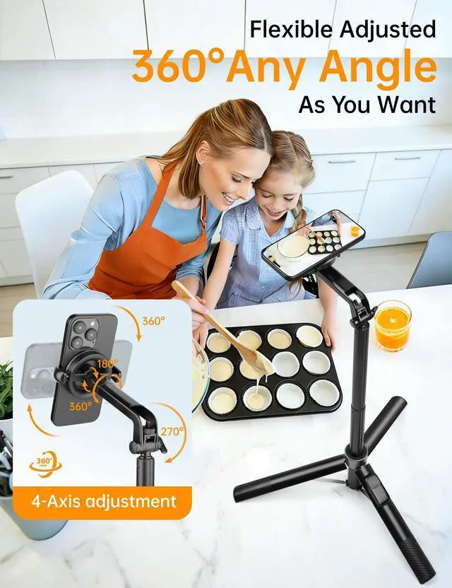 Alt view image 12 of 14 - 70" Magnetic Phone Tripod, Selfie Stick Tripod for iPhone Magsafe with Rechargeable Remote & 2 in 1 Magnetic Holder, Portable Cellphone Stand for Recording Travel, Compatible with iPhone and Android