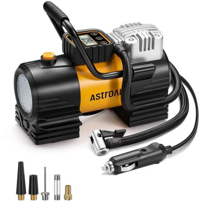 Alt view image 8 of 14 - Tire Inflator Portable Air Compressor (Up to 150 PSI) Tire Pump for Car 12V DC Digital Air Pump with 12 LEDs Super Bright Light for Bicycle, Motorcycle, Automotive Car Accessories
