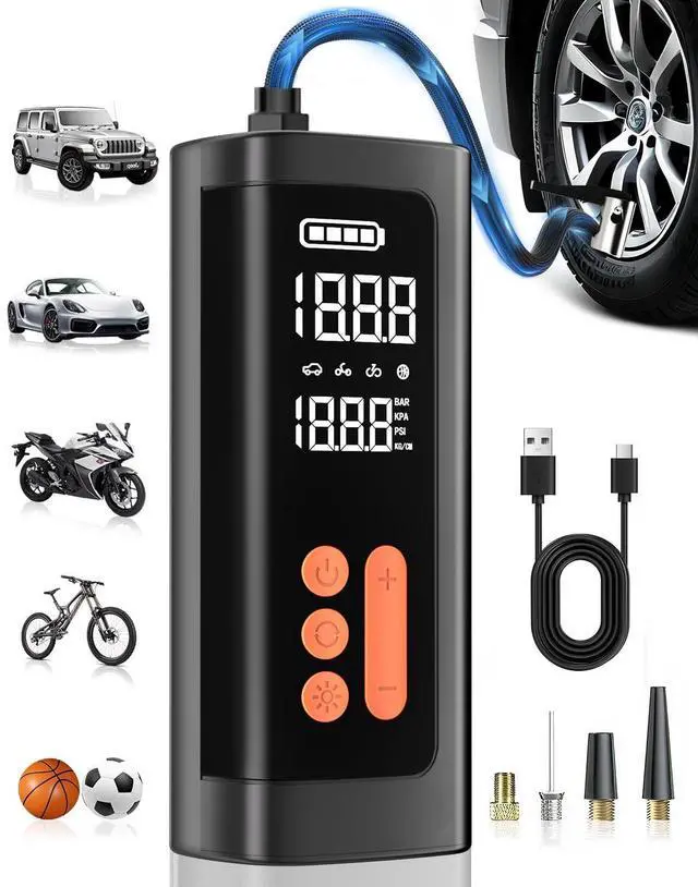 Alt view image 8 of 14 - air pump, tire inflator portable air compressor(3150 PSI), Tire Inflator with Digital Pressure Gauge, Smart Auto-Shutoff Function, Suitable for Cars, Motorcycles, Bicycles, Balls