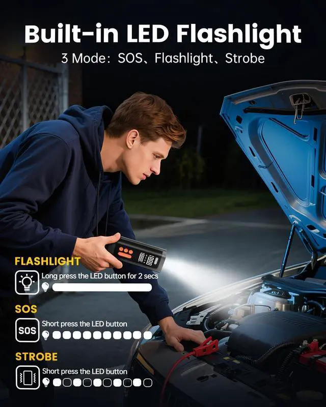 Alt view image 11 of 14 - air pump, tire inflator portable air compressor(3150 PSI), Tire Inflator with Digital Pressure Gauge, Smart Auto-Shutoff Function, Suitable for Cars, Motorcycles, Bicycles, Balls