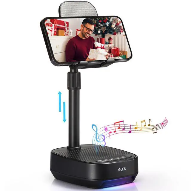 Alt view image 8 of 14 - Gifts for Men Women, Adjustable Cell Phone Stand with Wireless Bluetooth Speaker(7-11''Height), Unique Birthday Gifts for Dad Mom Him, Phone Holder Led Color Light for iPhone/Android/Tablets
