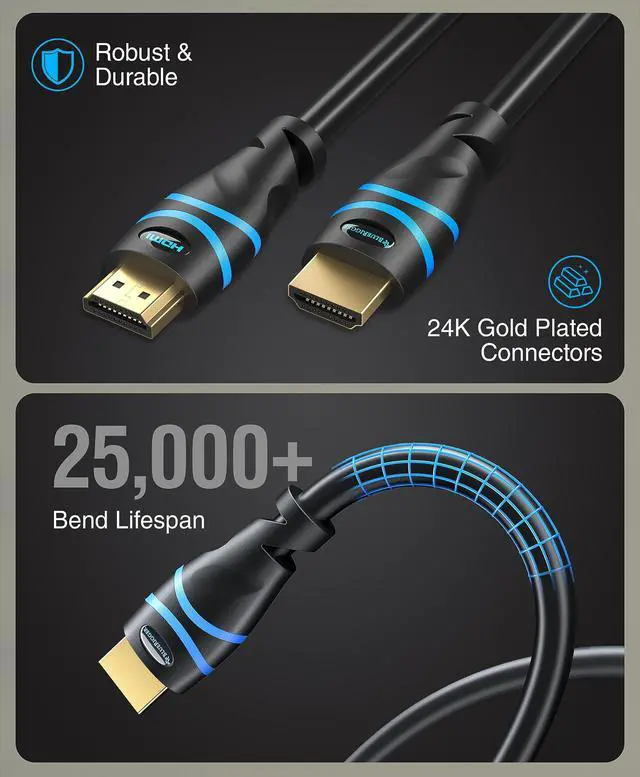 Alt view image 14 of 14 - 8K HDMI Cable 6 FT - 5 Pack (8K 60Hz, 4K 120Hz, 48Gbps HDMI Cord, HDR10+, High Speed HDMI Cable 8K with Ethernet, eARC, 3D, HDCP 2.3) - Compatible with PS5, Xbox, Roku, Apple TV, Switch, PC