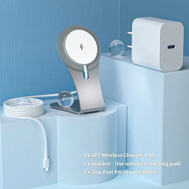 Alt view image 14 of 14 - Magnetic Wireless Charger for Apple iPhone 17 Mag Safe Charging,USB-C Charger Block & 6FT 15W Fast Wireless Charging Pad Stand for iPhone 17/17Air/17Pro/17 ProMax/16/16 Plus/15/14/13/12 Series,AirPods