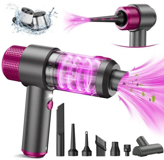 Alt view image 8 of 14 - Handheld Cordless Car Vacuum Cleaner, 4-in-1 Portable Mini Car Vacuum Cleaner, 15000PA High Power & Air Duster with LED Light for Home Office
