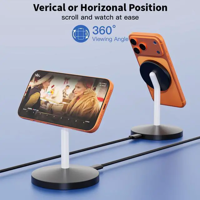 Alt view image 7 of 8 - Magnetic Wireless Charger i Phone Stand 15W Fast Mag-Safe Charging Station 6FT Magnet Wireless Charging Stand with Plug Compatible with Apple iPhone 17/17 Pro/Air/17Pro Max 16/15/14/13/12,AirPods Pro