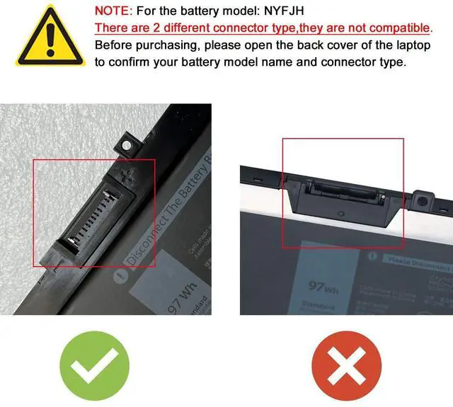 Alt view image 9 of 12 - 97Wh NYFJH Laptop Battery Replace for Dell Precision 7530 7730 7540 7740 Mobile Workstation P74F P74F001 P74F002 P34E P34E001 P34E002 Series Notebook 0WNRC 00WNRC GW0K9 0GW0K9 11.4V 8070mAh