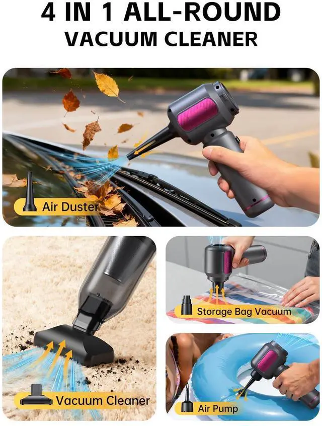 Alt view image 11 of 14 - Handheld Car Vacuum Cleaner, 22000Pa & 110000RPM Powerful Suction Car Vacuum, Cordless Portable Vacuum with 7800mAh Battery, Multi-Nozzles & Storage Bag for Car, Home, Pet Hair Cleaning