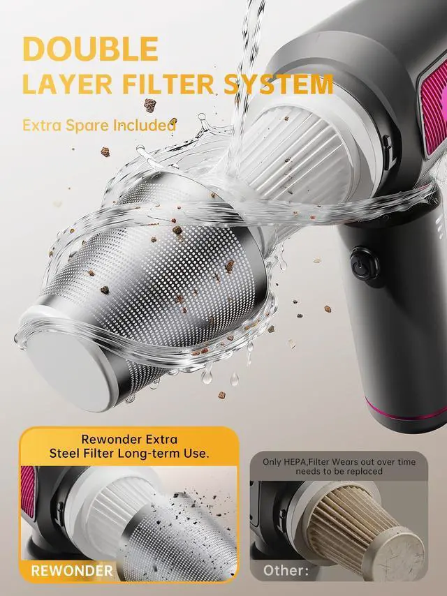 Alt view image 12 of 14 - Handheld Car Vacuum Cleaner, 22000Pa & 110000RPM Powerful Suction Car Vacuum, Cordless Portable Vacuum with 7800mAh Battery, Multi-Nozzles & Storage Bag for Car, Home, Pet Hair Cleaning