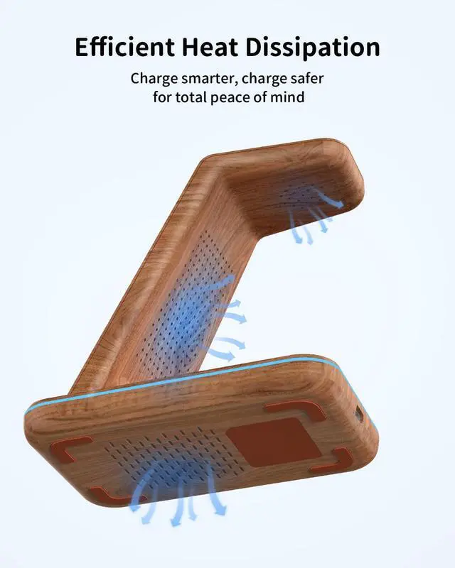 Alt view image 8 of 12 - 3 in 1 Charging Station for Apple Devices, Wireless Charger Stand for iPhone 17/16/15/14/13/12/11/SE/X Pro Max Plus - Apple Watch 11/10/9/Ultra 2/8/SE/7/6/5 - AirPods Pro 2/3/2
