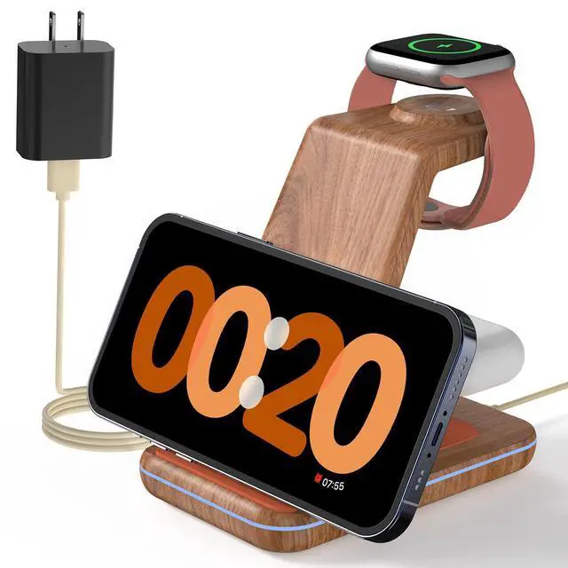 Alt view image 7 of 12 - 3 in 1 Charging Station for Apple Devices, Wireless Charger Stand for iPhone 17/16/15/14/13/12/11/SE/X Pro Max Plus - Apple Watch 11/10/9/Ultra 2/8/SE/7/6/5 - AirPods Pro 2/3/2