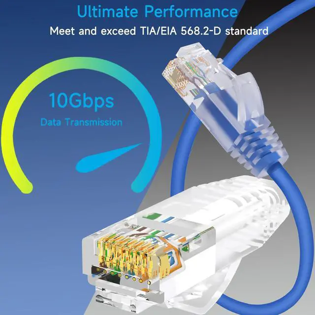Alt view image 8 of 12 - Cat6a Slim Ethernet Patch Cable 5 ft (24 Pack), Cat6a Patch Cable for Data Centers, Cat 6 Cable 10G, Network Patch Cables for Home and Enterprise Network -Blue