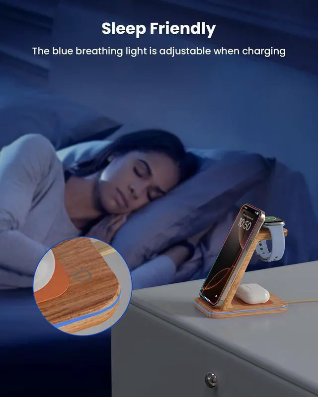Alt view image 12 of 14 - 3 in 1 Wireless Charging, Wireless Charger Stand for Multiple Apple Devices, Wireless Charger for iPhone 17 16 15 14 13 12 11 Pro Max XS XR 8, Apple Watch 11 9 8 7 6 SE 5 4 3 2, AirPods 3/2/Pro