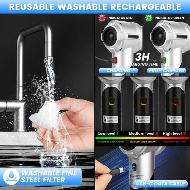 Alt view image 13 of 14 - Car Vacuum Portable Cordless with 18000PA Super Suction, 4 in 1 Portable Air Blower/Car Vacuum 90°Foldable Handheld Rechargeable Brushless Motor, Gifts for Valentine's Day for Home, PC