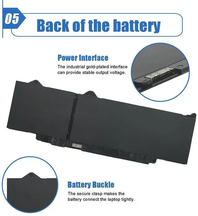 Alt view image 12 of 12 - 54Wh DR02P R73TC Laptop Battery Compatible with Dell Latitude 5550 5540 5450 5440 Precision 3590 3580 3480 3490 Series 2X1V9 02X1V9 803W6 0803W6 11.4V 4623mAh