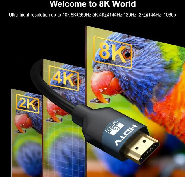 Alt view image 9 of 14 - 8K HDMI 2.1 Cables 6FT 5-Pack, High Speed HDMI Gaming Monitor Cable for PS5 TV-8K ARC&eARC HDMI Cord-165/180/240Hz, HDCP2.3, 3D/HDR10 for Soundbar, PS5, PS4, TV, Xbox, Roku, Cinema, Computer, Monitor
