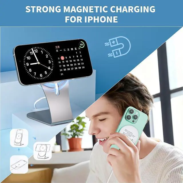 Alt view image 13 of 14 - Magnetic Wireless Charger for Apple iPhone 17 Mag Safe Charging,USB-C Charger Block & 6FT 15W Fast Wireless Charging Pad Stand for iPhone 17/17Air/17Pro/17 ProMax/16/16 Plus/15/14/13/12 Series,AirPods