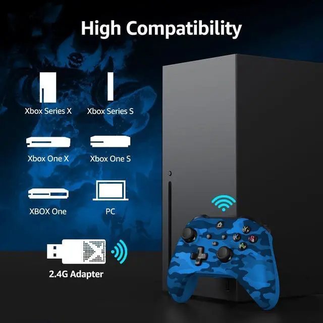 Alt view image 9 of 14 - Wireless Controller for X-BOX/PC, Hall Effect Controller Support Turbo, 2.4G Plug and Play Gaming Gamepad with 3.5mm Headphone Jack/Dual Vibration, Compatible with X-BOX One, X-BOX Series S/X, PC, IOS