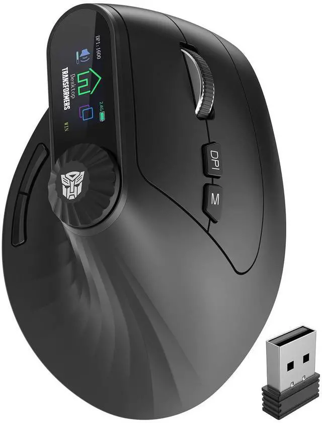 Alt view image 8 of 14 - Vertical Ergonomic Mouse with LED Screen & Knob Control, Rechargeable Vertical Mouse Wireless, 3-Device Connectivity (2.4G + Dual Bluetooth), Quiet Clicks, Computer Mice for PC/Mac/Laptop