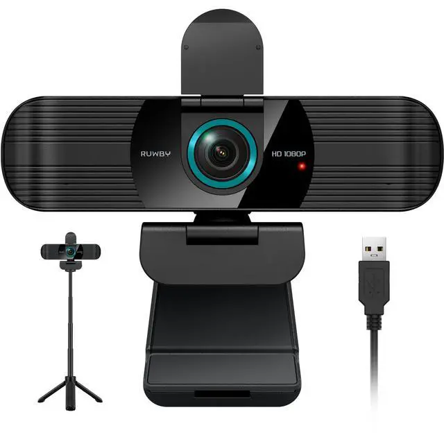 Alt view image 8 of 14 - Full HD 1080P Webcam with Built-in Dual Mics, Wide-Angle Lens, Privacy Cover, Tripod Stand, Autofocus Computer Camera, Plug and Play for Desktop PC or Laptop