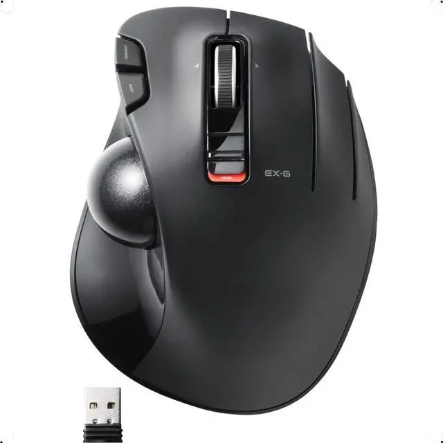 Alt view image 8 of 14 - EX-G Trackball Mouse, 2.4GHz USB Wireless, Ergonomic Design, Thumb Control, Smooth Roller Ball, Optical Tracking, 6 Programmable Buttons, Tilt Scroll, Computer Mice for Laptop PC, Windows & Mac
