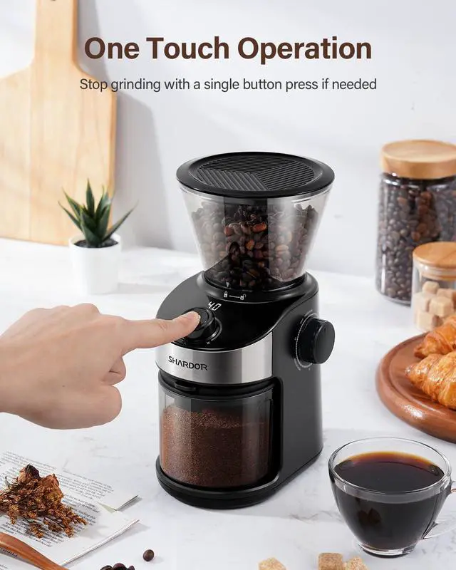 Alt view image 13 of 14 - Burr Coffee Grinder Electric with 32 Grinding Sizes 3.0,Coffee Bean Grinder with 40 Seconds Adjustable Electronic Timer, Coffee Grinders for Home Use with Chamber Cleaning Button,Black