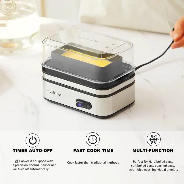 Alt view image 10 of 14 - Rapid Egg Cooker Electric 6 Eggs Capacity, Soft, Medium, Hard Boiled, Poacher, Omelet Maker Egg Poacher With Auto Shut-Off, BPA Free