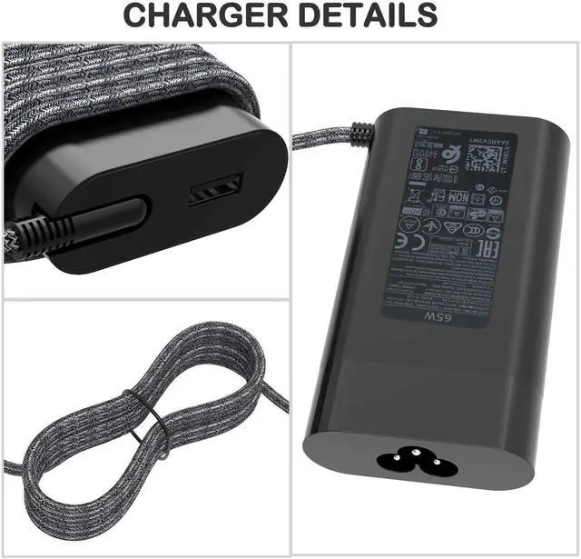 Alt view image 12 of 14 - Original Replacement New Version 65W HP USB C Laptop Charger for HP Elitebook x360, Spectre X360, HP Chromebook, Elite x2, ProBook, Split x2, Pavilion, Envy Travel AC Power Supply Adapter
