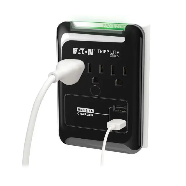 Alt view image 8 of 12 - Series SK30USB 3 Outlet Extender Surge Protector Power Strip with 2 USB Charging Ports, 540 Joules, Portable Travel Multi Plug Wall Outlet