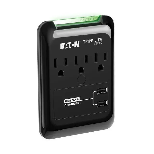 Alt view image 7 of 12 - Series SK30USB 3 Outlet Extender Surge Protector Power Strip with 2 USB Charging Ports, 540 Joules, Portable Travel Multi Plug Wall Outlet