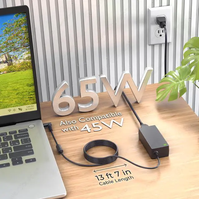 Alt view image 11 of 14 - 19.5V 65W 45W UL Listed 14Ft Long HP Smart Blue Tip AC Adapter for Many Models Including X360 Pavilion, Envy, Spectre, Elitebook, ProBook, Stream, and More Laptop Power-Supply Charger Cord