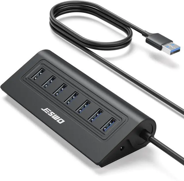 Alt view image 8 of 14 - USB Hub 3.0, Aluminum 7 Port USB 3.0 Hub with 3.3Ft Cable, USB Splitter with 7-USB3.0 Data Ports Compatible with MacBook, Laptop,Surface Pro, PS5, PC and More (No Power Adapter Included)