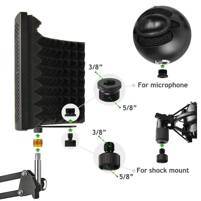 Alt view image 12 of 14 - Microphone Isolation Shield with Mic Stand and Pop Filter, Foldable Sound Shield for Most Condenser Microphone Recording Equipment Studio, High Density Absorbent Foam to Filter Vocal by Frgyee