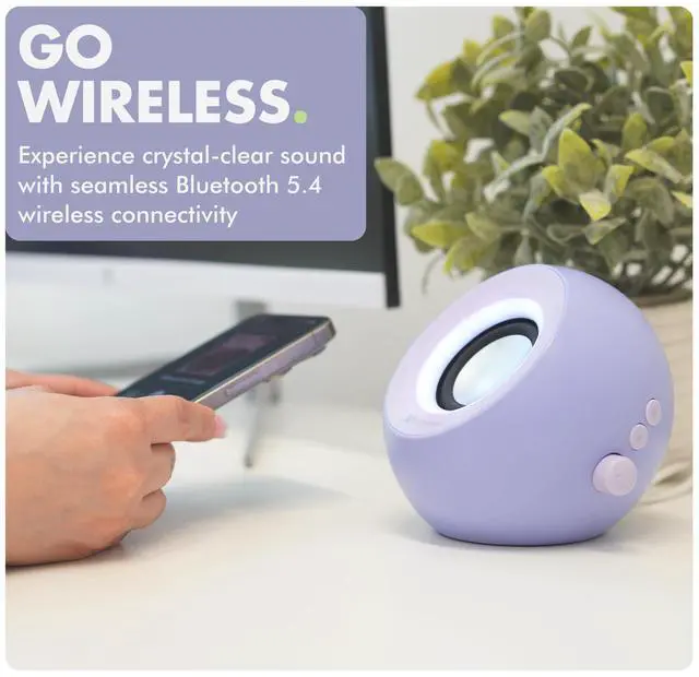 Alt view image 12 of 14 - Purple Computer Speakers for Desktop PC with RGB Lighting, Bluetooth, USB, and AUX - Triple Mode Connection, Dual 2.25" Drivers for Work and Play - Bluetooth PC Speakers - Purple