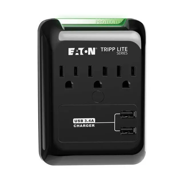 Alt view image 10 of 12 - Series SK30USB 3 Outlet Extender Surge Protector Power Strip with 2 USB Charging Ports, 540 Joules, Portable Travel Multi Plug Wall Outlet