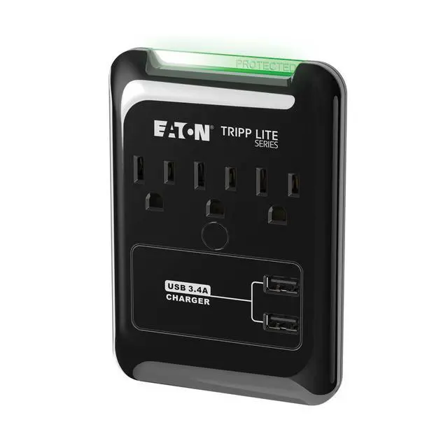 Alt view image 11 of 12 - Series SK30USB 3 Outlet Extender Surge Protector Power Strip with 2 USB Charging Ports, 540 Joules, Portable Travel Multi Plug Wall Outlet