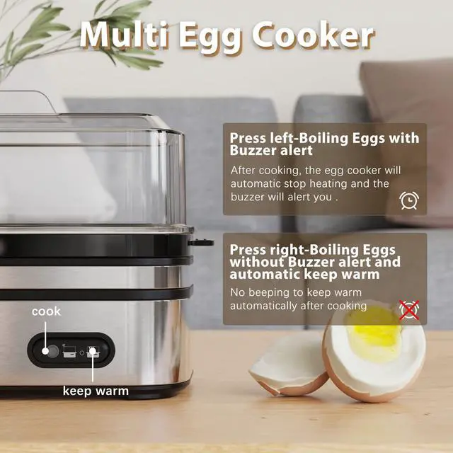 Alt view image 12 of 14 - Rapid Egg Cooker Electric 6 Eggs Capacity, Soft, Medium, Hard Boiled, Poacher, Omelet Maker Egg Poacher With Auto Shut-Off, BPA Free