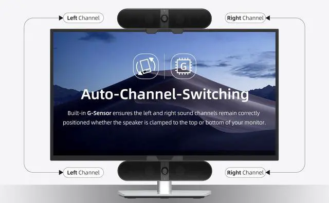Alt view image 10 of 14 - Computer Speakers for Desktop PC, Monitor Speakers with Easy Volume Knob, Sturdy Clamp, Clear Sound, Decent Bass, USB Plug in External Speakers for Laptop, Small PC Soundbar, USB-C Adapter, 5Ft Cable
