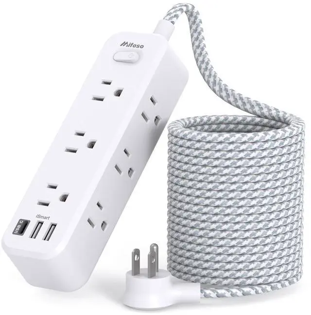 Alt view image 8 of 14 - Extension Cord, Surge Protector Power Strip, Long Extension Cord with 9 Outlets 3 USB Ports, Extension Cord with Multiple Outlets, USB Power Strip for Dorm Room Essentials, College(15FT, White)