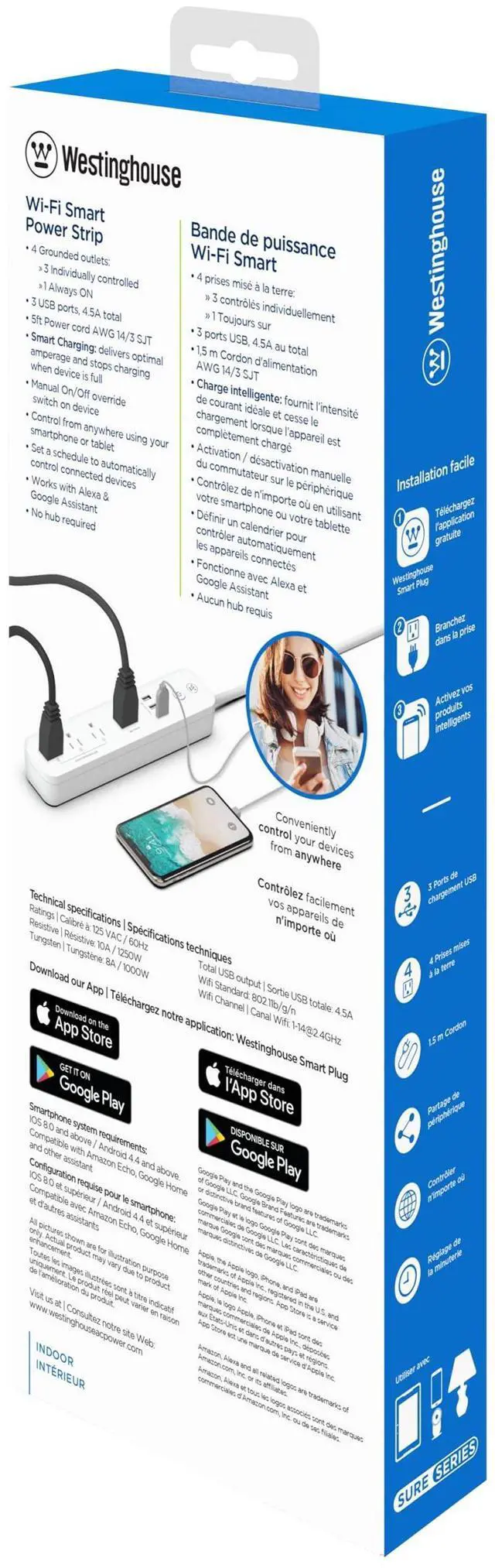 Alt view image 14 of 14 - 94012 WH-320 Wi-Fi Smart Power Strip, Compatible with Alexa, Google Home & IFTT, No Hub Required, White