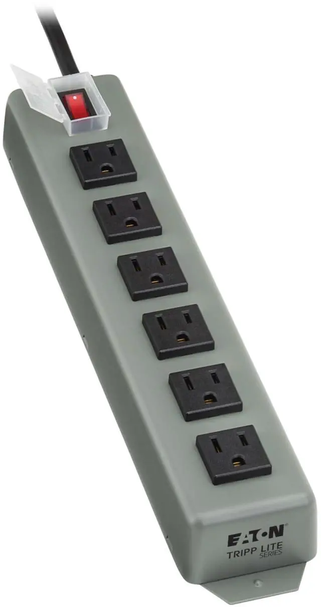 Alt view image 9 of 14 - 6-Outlet Heavy Duty Power Strip, Metal, Mountable (Wall Mount & Under Desk), 6ft Extension Cord, On/Off Switch Cover, Industrial Garage Shop Work Bench Applications (6SP)