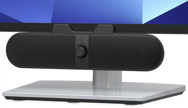 Alt view image 8 of 14 - Computer Speakers for Desktop PC, Monitor Speakers with Easy Volume Knob, Sturdy Clamp, Clear Sound, Decent Bass, USB Plug in External Speakers for Laptop, Small PC Soundbar, USB-C Adapter, 5Ft Cable