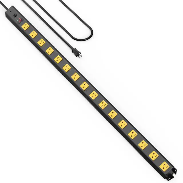 Alt view image 8 of 14 - 16 Outlet Long Power Strip, 4FT Heavy Duty Power Strip with 4800J Surge Protection, 20a Mountable Wide-Spaced Outlets for Home, Office, Garage & Workshop - ETL Certified