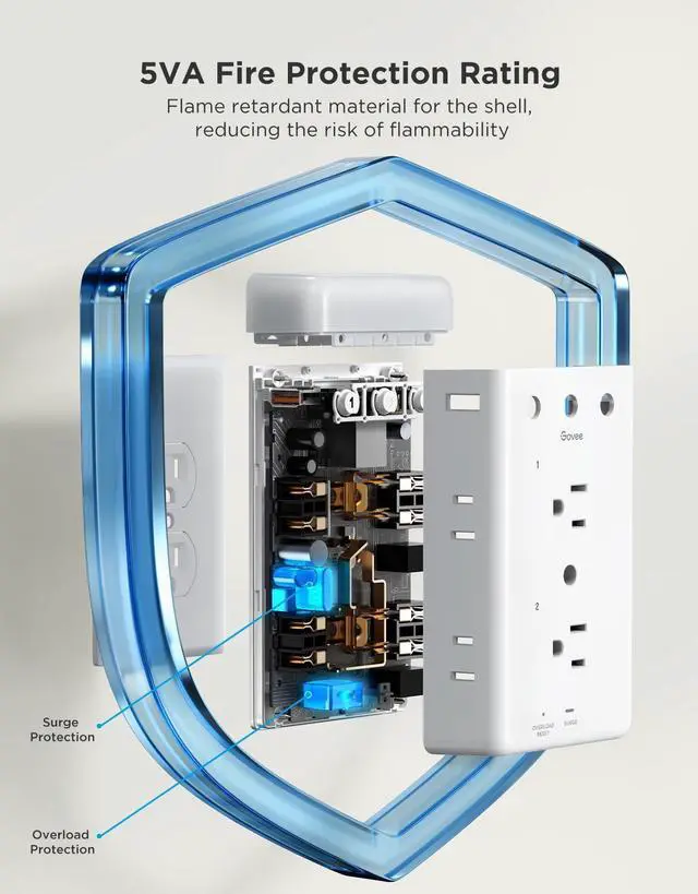 Alt view image 12 of 14 - Smart Plug Outlet Extender, 3-Sided Smart Power Strips with 2 Smart Outlets & 2 USB Ports with RGB Night Light, APP & Voice Control, Surge & Overload Protection for Home Office